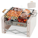 Folding Charcoal BBQ Grill with Dishwasher-safe Grill Grids and Charcoal Box-Beige by LJGDeals