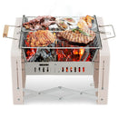 Folding Charcoal BBQ Grill with Dishwasher-safe Grill Grids and Charcoal Box-Beige by LJGDeals