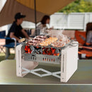 Folding Charcoal BBQ Grill with Dishwasher-safe Grill Grids and Charcoal Box-Beige by LJGDeals