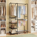 Portable Closet with Pants Hangers and 2 Hanging Rods and 4 Storage Shelves by LJGDeals