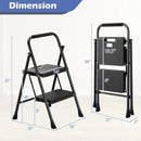 Portable Folding 2 Step Ladder with Wide Anti-Slip Pedal-Black by LJGDeals