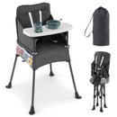 Portable High Chair for Travel Foldable with Adjustable Tray and Mesh Pockets-Gray by LJGDeals