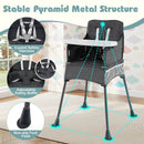 Portable High Chair for Travel Foldable with Adjustable Tray and Mesh Pockets-Gray by LJGDeals