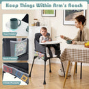 Portable High Chair for Travel Foldable with Adjustable Tray and Mesh Pockets-Gray by LJGDeals