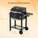 Charcoal Grill with Adjustable Tray and Wheels by LJGDeals