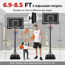 Portable Outdoor Basketball Hoop 6.9-8.5 FT Adjustable with Fillable Base Shatterproof PC Backboard by LJGDeals