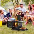 Portable Wood Burning Stove Mini Heater Burner with Pot Rack Oven Pan-Black by LJGDeals