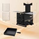 Portable Wood Burning Stove Mini Heater Burner with Pot Rack Oven Pan-Black by LJGDeals