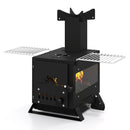 Portable Wood Burning Stove Mini Heater Burner with Pot Rack Oven Pan-Black by LJGDeals