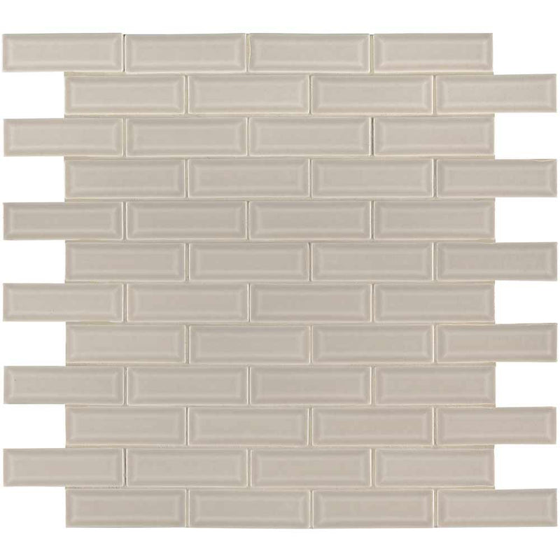 MSI Portico Pearl Beveled Polished Ceramic Mosaic Wall Tile 2"x6"
