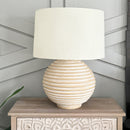 Weathered Cream Round Table Lamp by Decor Steals