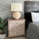 Weathered Cream Round Table Lamp by Decor Steals