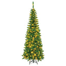 4.5 ft Pre-Lit Premium Hinged Artificial Fir Pencil Christmas Tree with LED Lights by LJGDeals