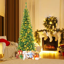 4.5 ft Pre-Lit Premium Hinged Artificial Fir Pencil Christmas Tree with LED Lights by LJGDeals