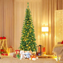 4.5 ft Pre-Lit Premium Hinged Artificial Fir Pencil Christmas Tree with LED Lights by LJGDeals