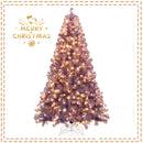 Pre-Lit Tinsel Christmas Tree Artificial Xmas Tree with Lush Branch Tips and Warm White LED Lights