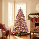 Pre-Lit Tinsel Christmas Tree Artificial Xmas Tree with Lush Branch Tips and Warm White LED Lights