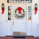 Pre-lit Snow Flocked Artificial Christmas Wreath with 8 Pine Cones and 35 LED Lights by DirectDeals