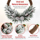 Pre-lit Snow Flocked Artificial Christmas Wreath with 8 Pine Cones and 35 LED Lights by DirectDeals