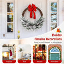 Pre-lit Snow Flocked Artificial Christmas Wreath with 8 Pine Cones and 35 LED Lights by DirectDeals