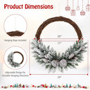 Pre-lit Snow Flocked Artificial Christmas Wreath with 8 Pine Cones and 35 LED Lights by LJGDeals