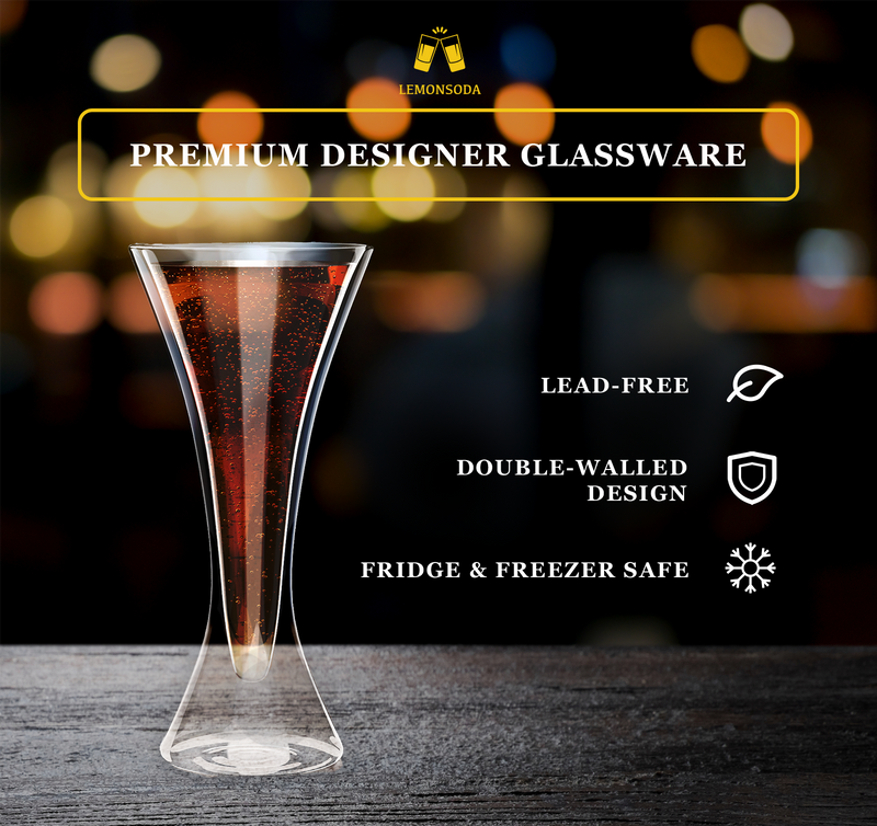 Double Walled Cocktail Martini Glasses - 210 mL / 7 fl. oz Set of 2 or 4