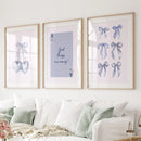 Trendy Blue Bows Preppy Poster Girly Decor Art Set by Wall Art Set