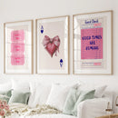 Preppy Pink Girly Poster Set of 3 Wall Art Decor by Wall Art Set