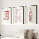 Cowgirl Boots Preppy Modern Wall Art Poster Set by Wall Art Set
