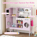 Pretend Play Kitchen Toy Kitchen Playset with Range Hood Ice Maker and Telephone
