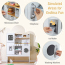 Pretend Play Kitchen Toy Kitchen Playset with Range Hood Ice Maker and Telephone