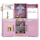 Pretend Play Kitchen Wooden Toy Set with Range Hood Real Sounds and Lights by LJGDeals