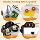 Pretend Play Kitchen Wooden Toy Set with Range Hood Real Sounds and Lights
