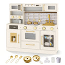 Pretend Toy Kitchen Set with Stoves and Water Dispenser-Beige