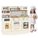 Pretend Toy Kitchen Set with Stoves and Water Dispenser-Beige