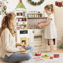 Pretend Toy Kitchen Set with Stoves and Water Dispenser-Beige
