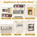 Pretend Toy Kitchen Set with Stoves and Water Dispenser-Beige