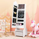 Kids Princess Vanity Table and Stool Set with Jewelry Cabinet and Mirror Drawer