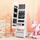 Kids Princess Vanity Table and Stool Set with Jewelry Cabinet and Mirror Drawer by LJGDeals