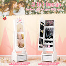 Kids Princess Vanity Table and Stool Set with Jewelry Cabinet and Mirror Drawer