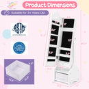 Kids Princess Vanity Table and Stool Set with Jewelry Cabinet and Mirror Drawer