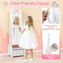 Kids Princess Vanity Table and Stool Set with Jewelry Cabinet and Mirror Drawer by LJGDeals