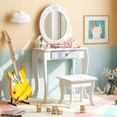 Kids 2-in-1 Princess Makeup Table and Chair Set with Removable Mirror-White by LJGDeals