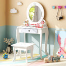 Kids 2-in-1 Princess Makeup Table and Chair Set with Removable Mirror-White by LJGDeals