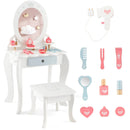 Kids 2-in-1 Princess Makeup Table and Chair Set with Removable Mirror-White by LJGDeals