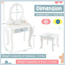 Kids 2-in-1 Princess Makeup Table and Chair Set with Removable Mirror-White by LJGDeals