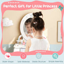 Kids 2-in-1 Princess Makeup Table and Chair Set with Removable Mirror-White by LJGDeals