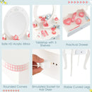 Kids 2-in-1 Princess Makeup Table and Chair Set with Removable Mirror-White by LJGDeals