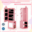 Princess Vanity Table and Stool Set Freestanding Jewelry Cabinet Armoire with Full-Length Mirror by LJGDeals