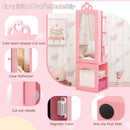 Princess Vanity Table and Stool Set Freestanding Jewelry Cabinet Armoire with Full-Length Mirror